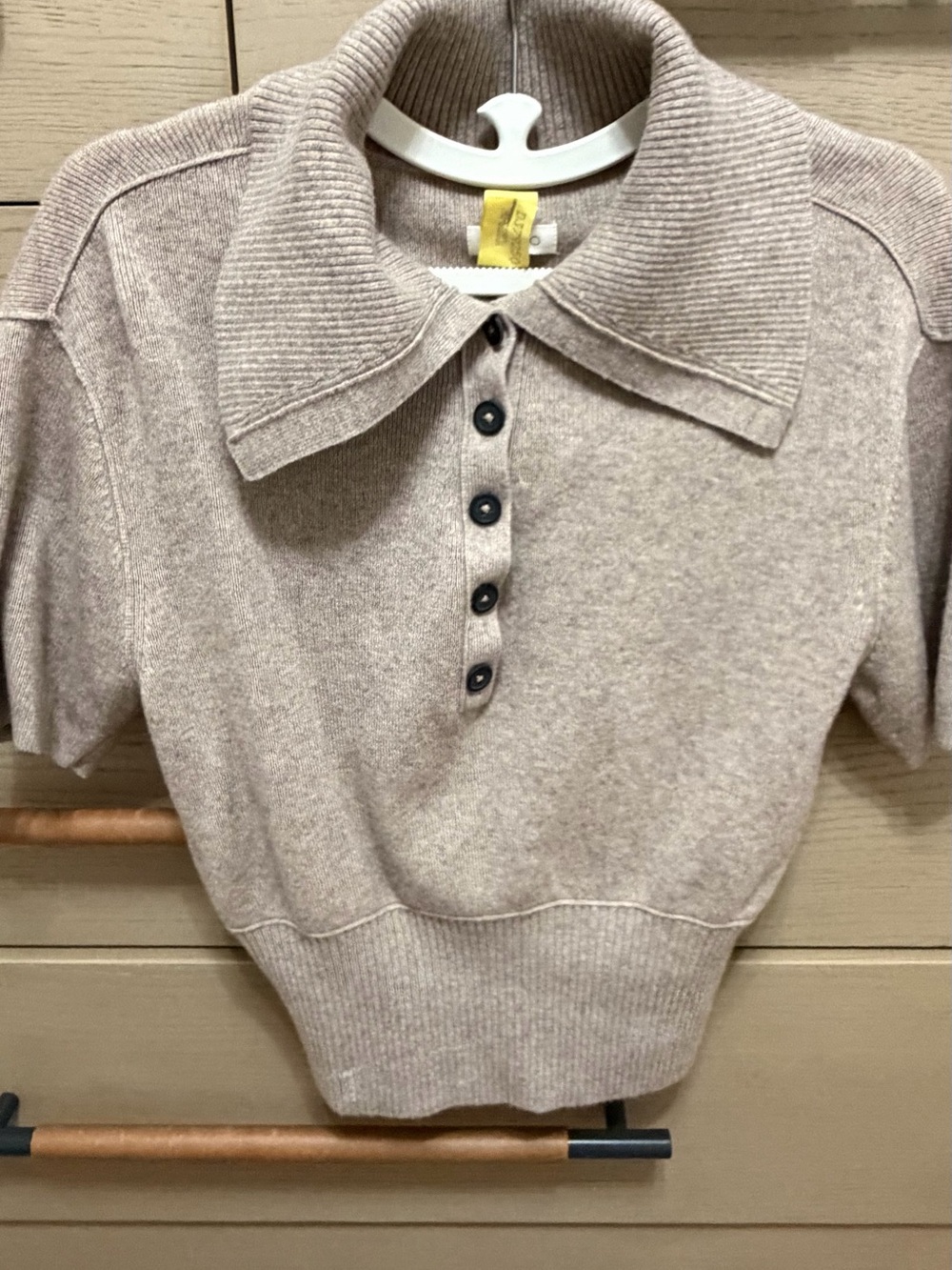 Pilcro Collared Wool-Cashmere Sweater Neutral Beige XXS - Picture 4 of 6